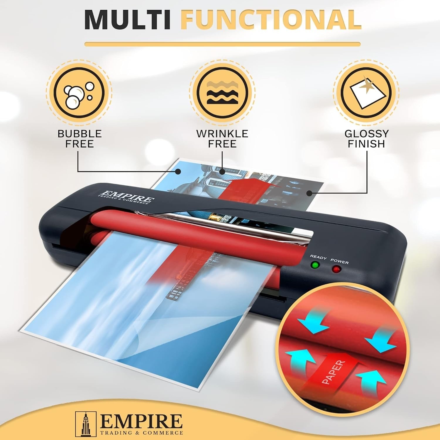 A4 Laminator Hot Cold Fast Warm Up Quiet Dual Roller + Starter Pouches