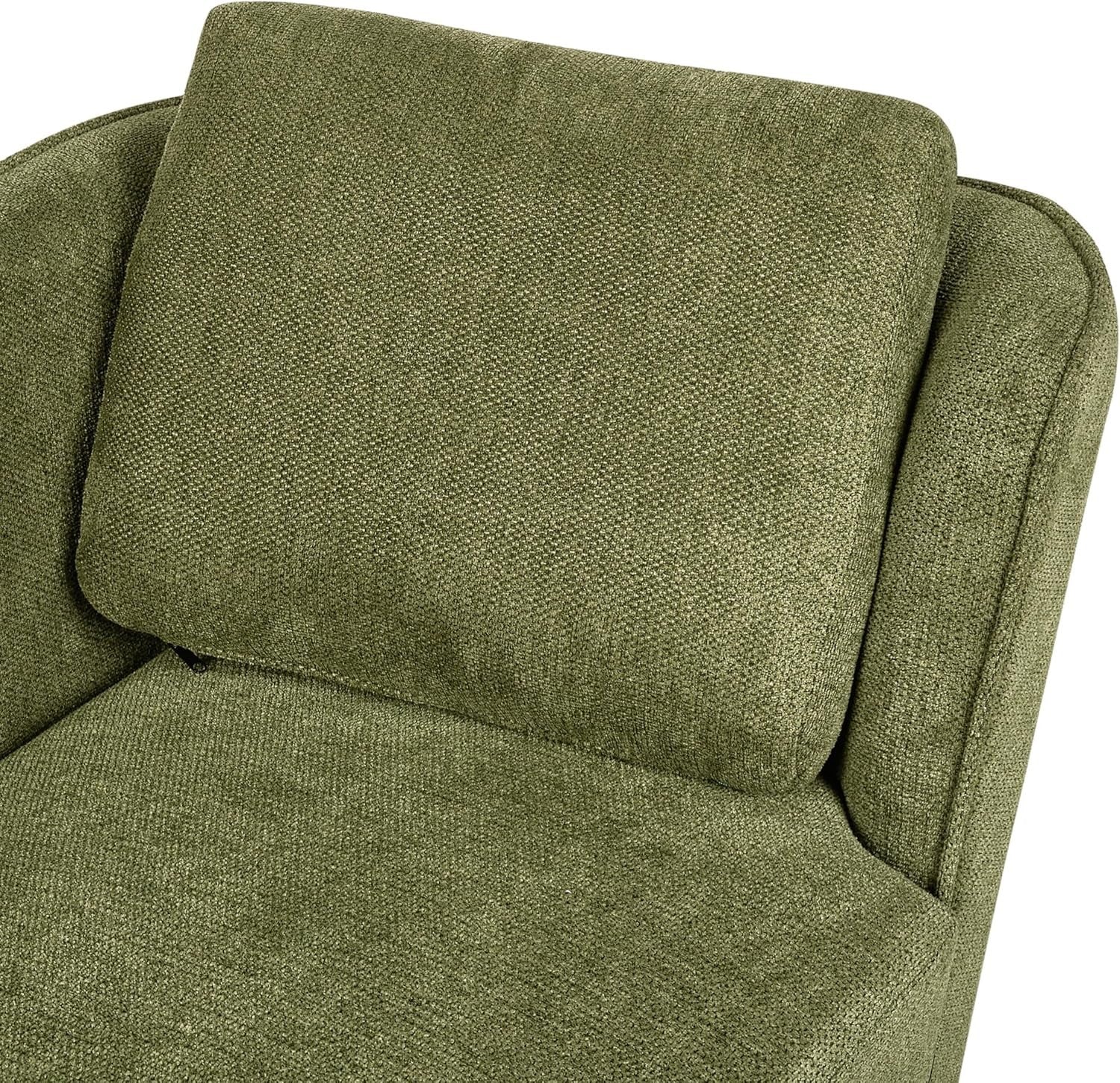 Retro Green Chaise Lounge Sofa Right Armrest Soft Fabric & Metal Legs