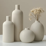 Modern Ceramic Vase Set 4 Beige Neutral Minimalist Home Decor
