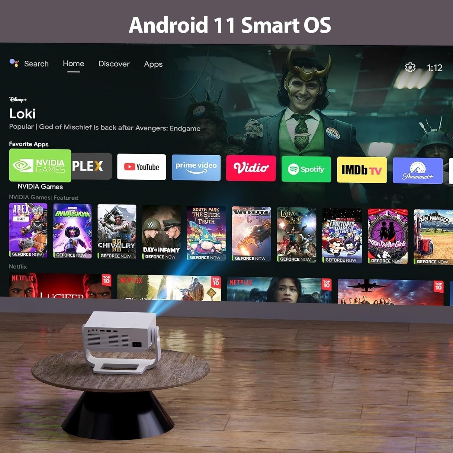 Smart WiFi 6 Movie Projector 1080P 4K Ready Bluetooth Auto Keystone 32K