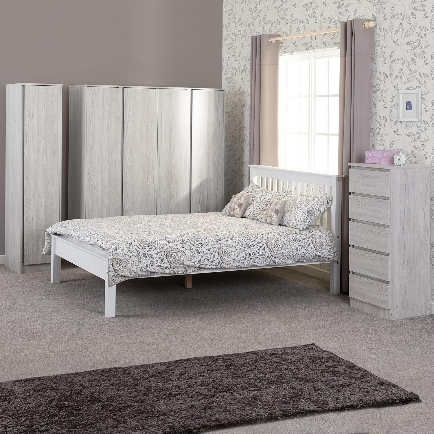 4 Door Urban Snow Wardrobe - Lockable, Spacious Clothes Storage, Classic Wood