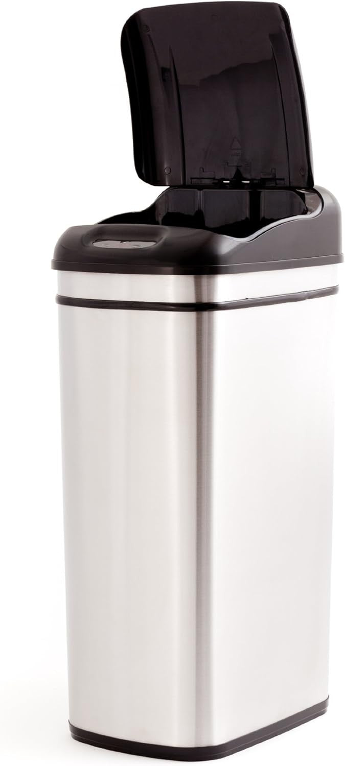 50L Touchless Sensor Kitchen Bin Slim Stainless Steel Auto Lid