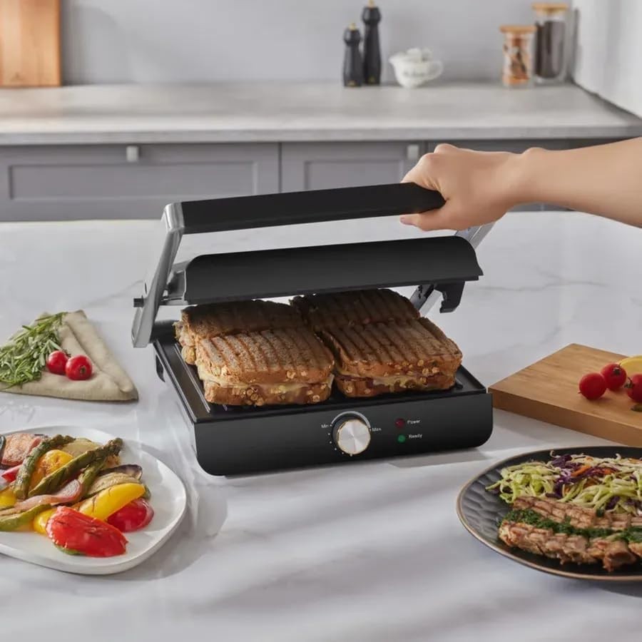 Grill & Sandwich Toaster 34.6x32.4x10cm Non-Stick Panini Press 2000W