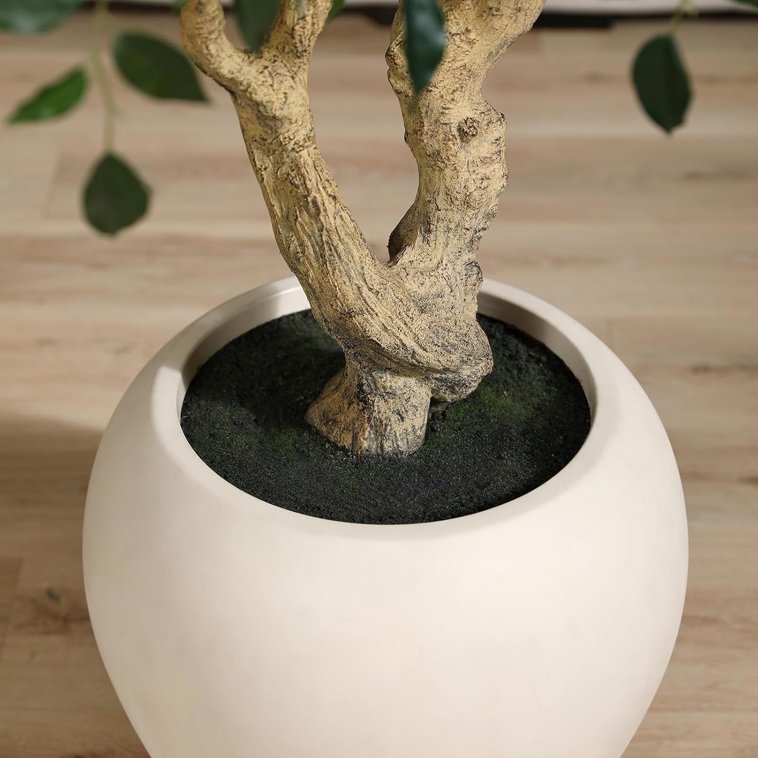 8ft Faux Ficus Tree in Artisan Ceramic Pot Premium Lifelike Indoor Decoration