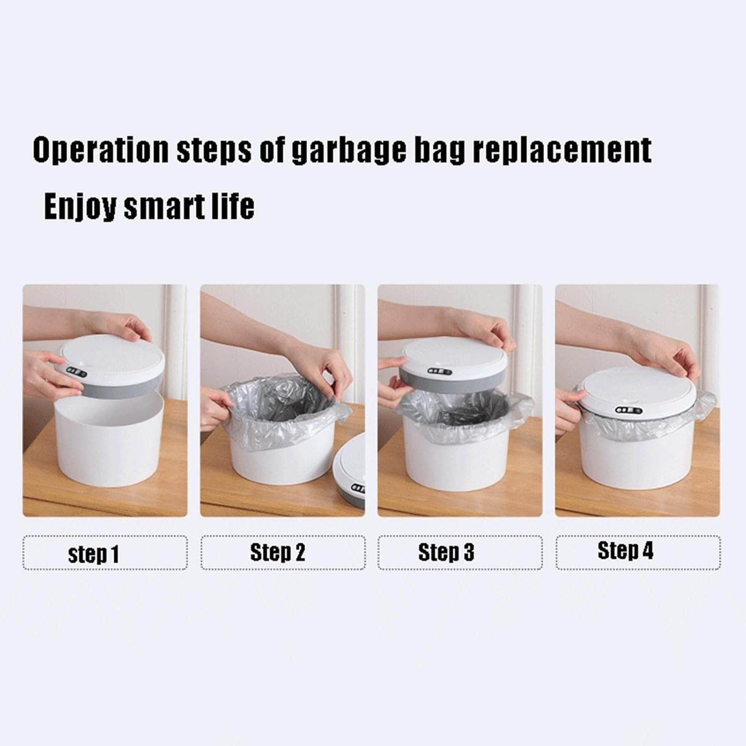 3L Smart Sensor Trash Can White USB Rechargeable Touchless