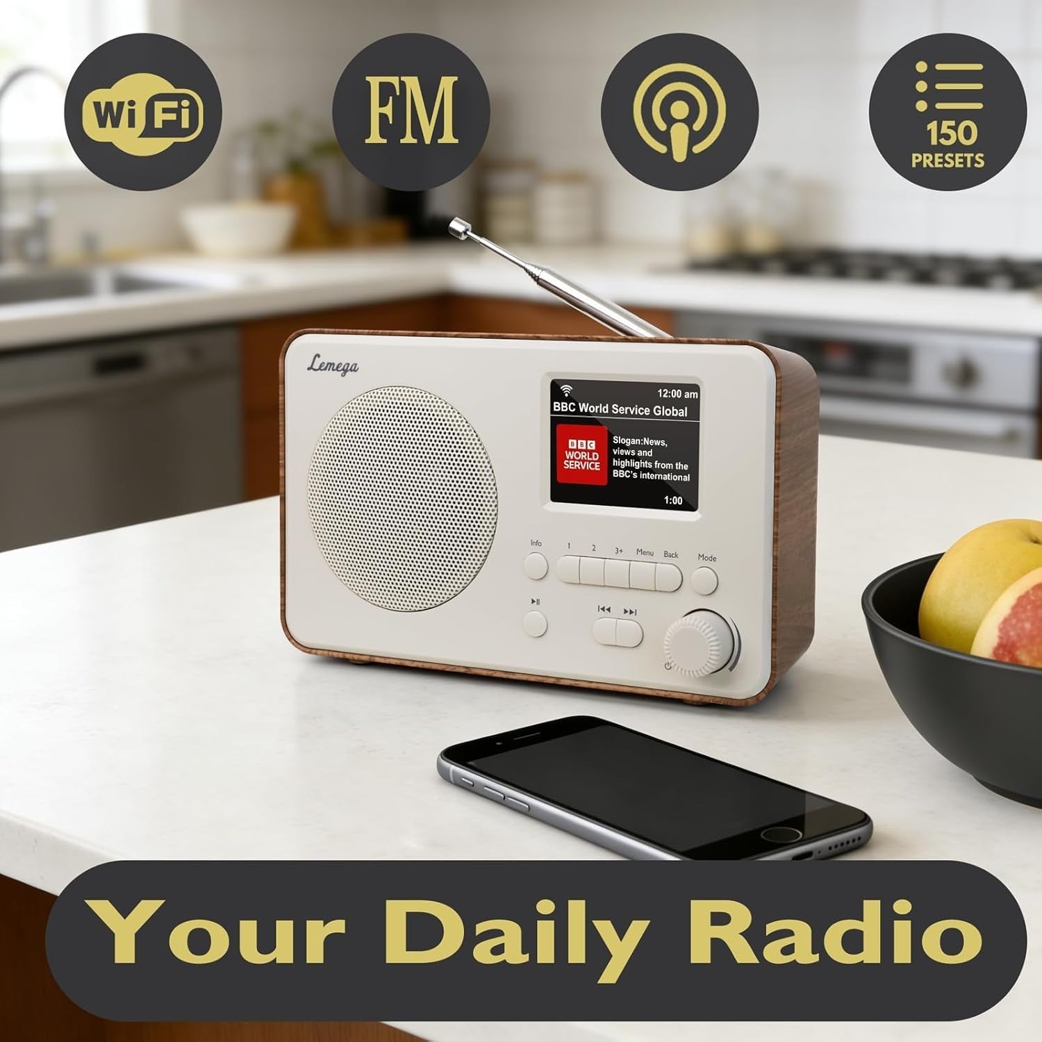 Internet Radio DAB+ FM Bluetooth 150 Presets Alarm Colour