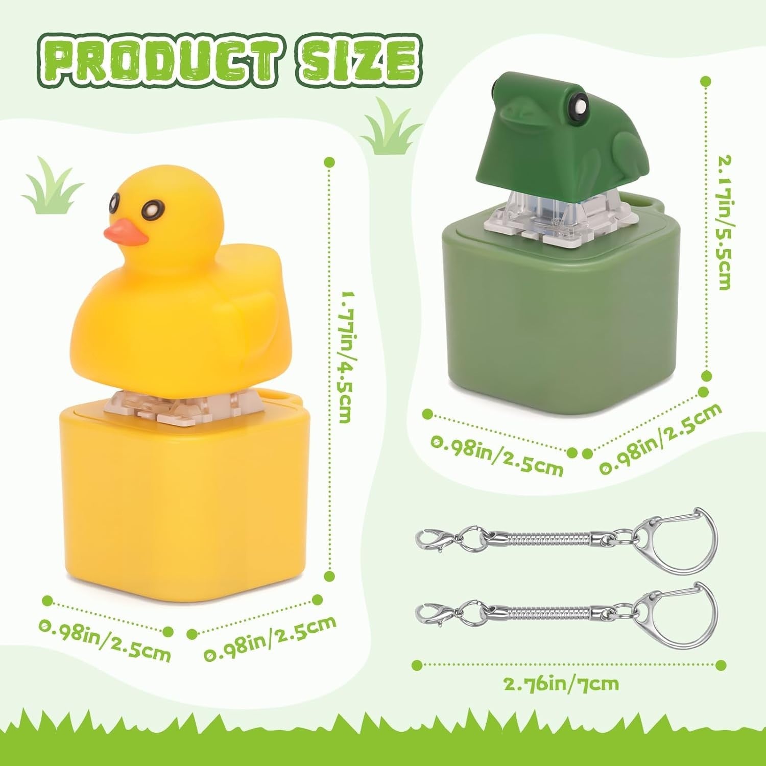 Duck Frog Fidget Keychain Clicker LED Sound Stress Relief 2 Pack