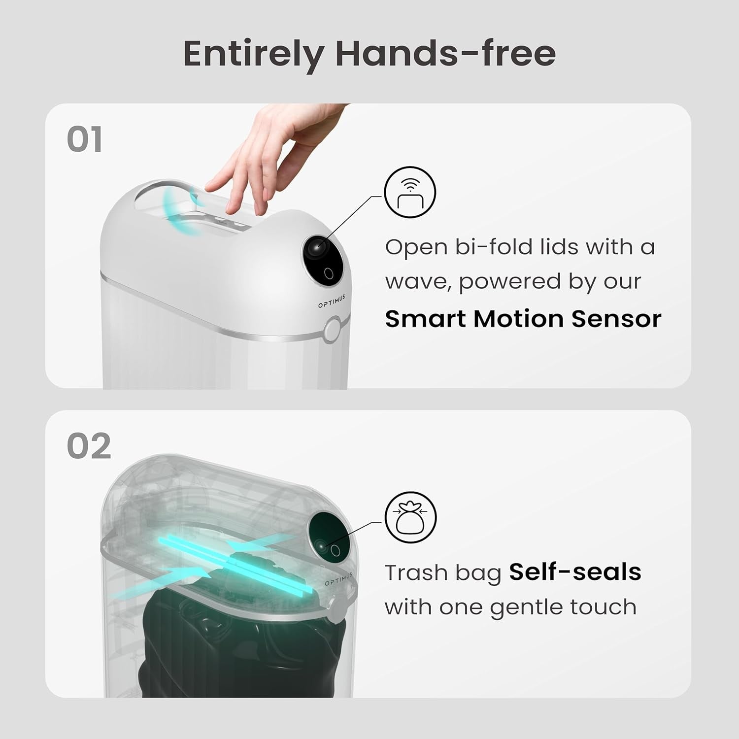 Touchless Trash Can Motion Sensor 2.7 Gallon Self Sealing White