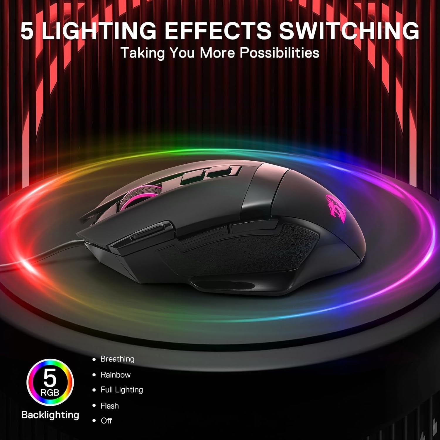 Wireless Gaming Mouse 4000DPI RGB 7 Buttons Bluetooth USB PC Laptop