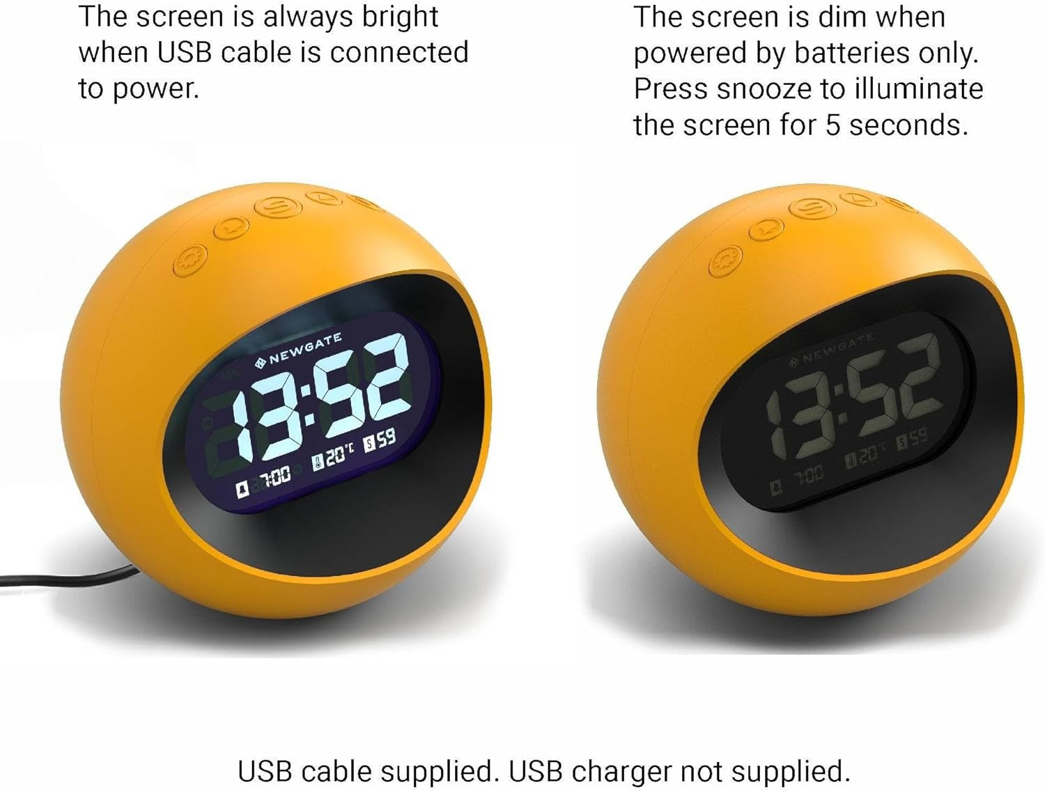 Retro Digital Alarm Clock Display Round Bedside Desk Clock Snooze