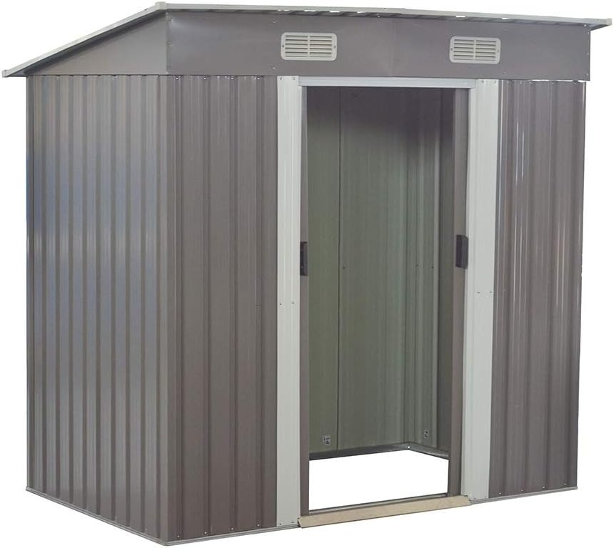 6x4 ft Metal Garden Shed Outdoor Storage Lockable Heavy Duty Tool Shed