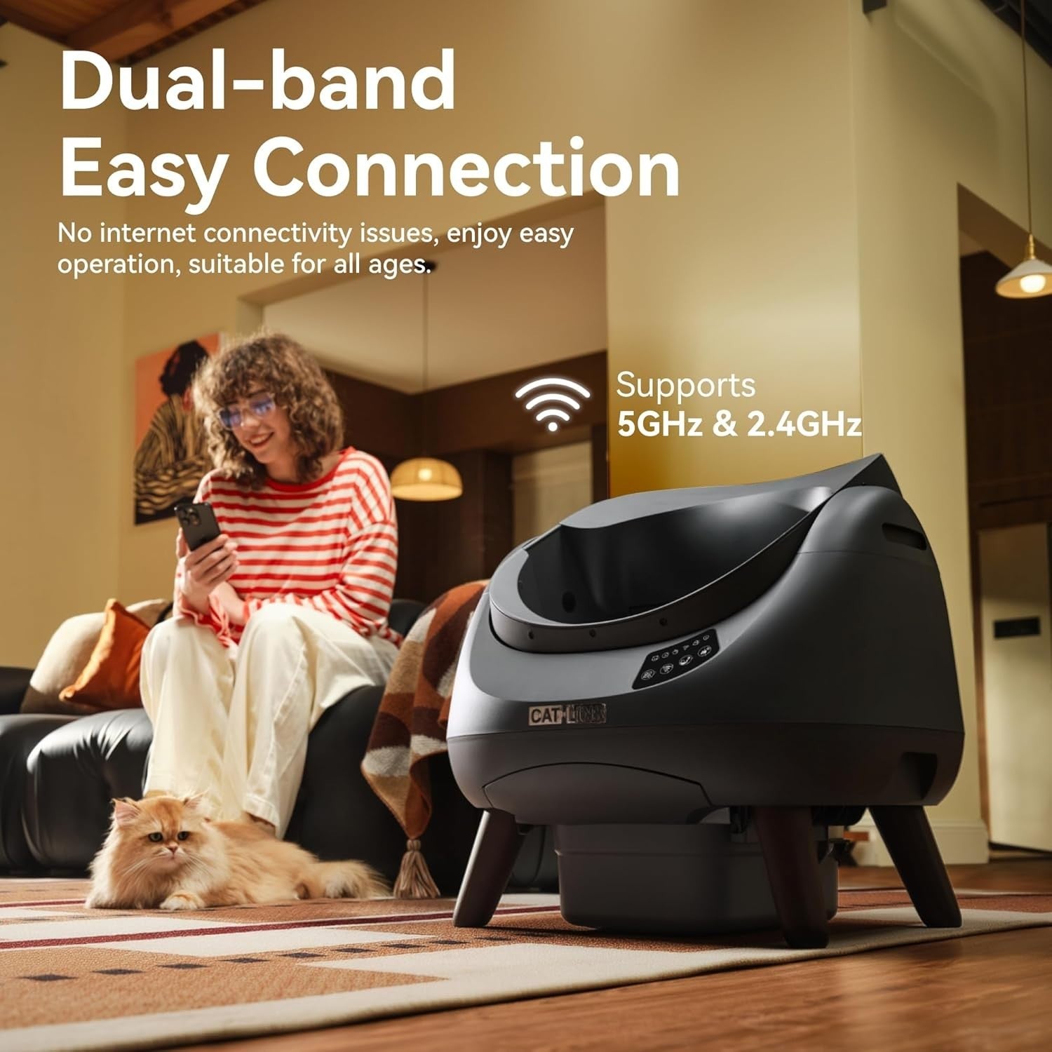 Self Cleaning Cat Litter Box APP Control AI Health Monitor Open Top