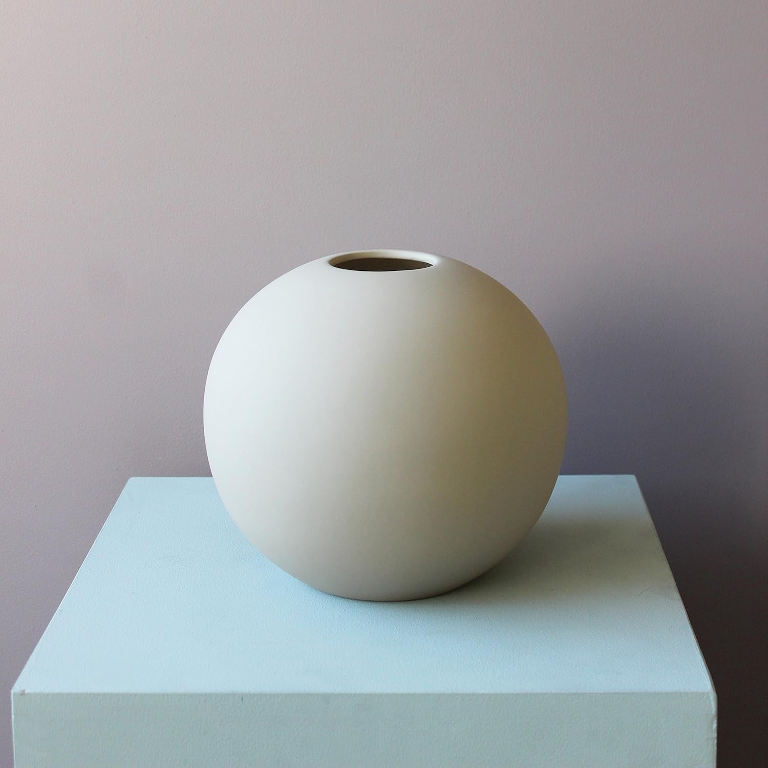 Sand Ceramic Ball Vase 20cm Modern Round Minimal Table Home Decor