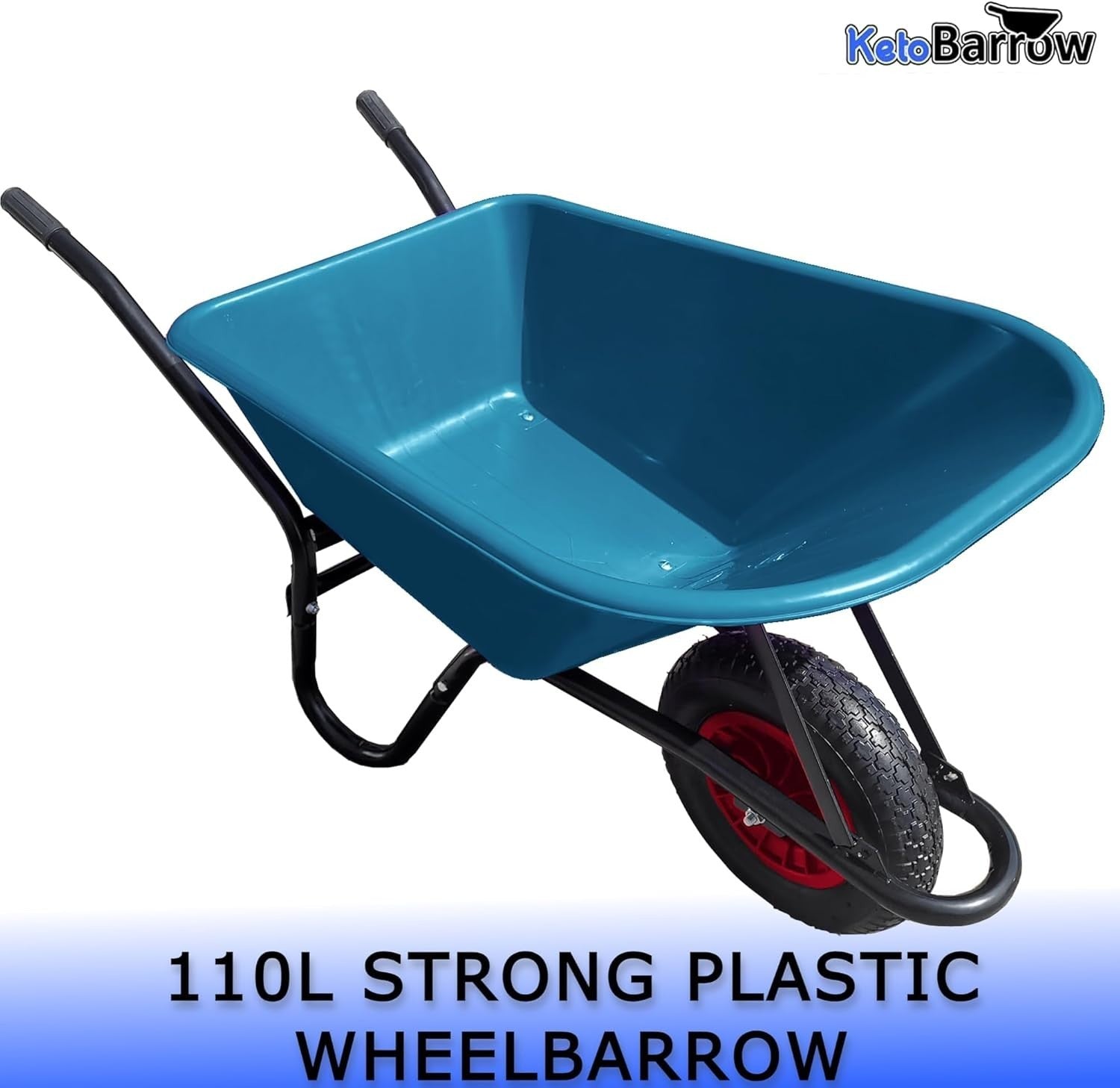 110L 1-Wheel Garden Wheelbarrow – Green – Puncture Proof Tyre Heavy Duty Plastic