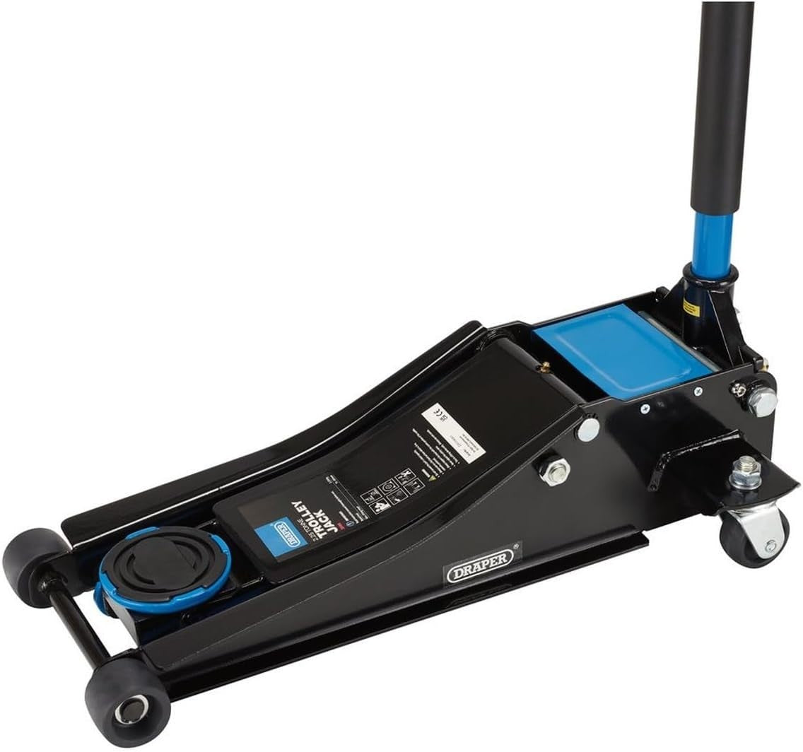 2.25 Ton Low Profile Trolley Jack Twin Piston Fast Lift 75–505mm Blue Heavy Duty