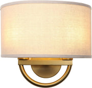 2-Light Wall Sconce Lamps with Linen Shade | Antique Brass | Easy Install