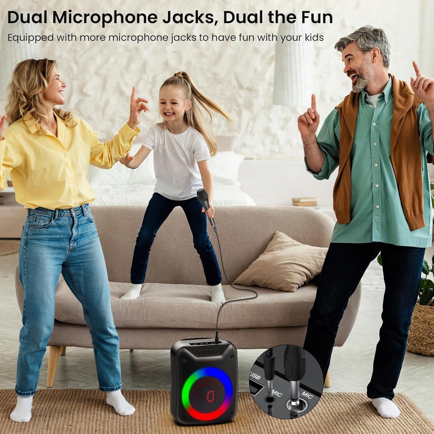 Bluetooth Karaoke Machine with Mic LED Party Speaker PA