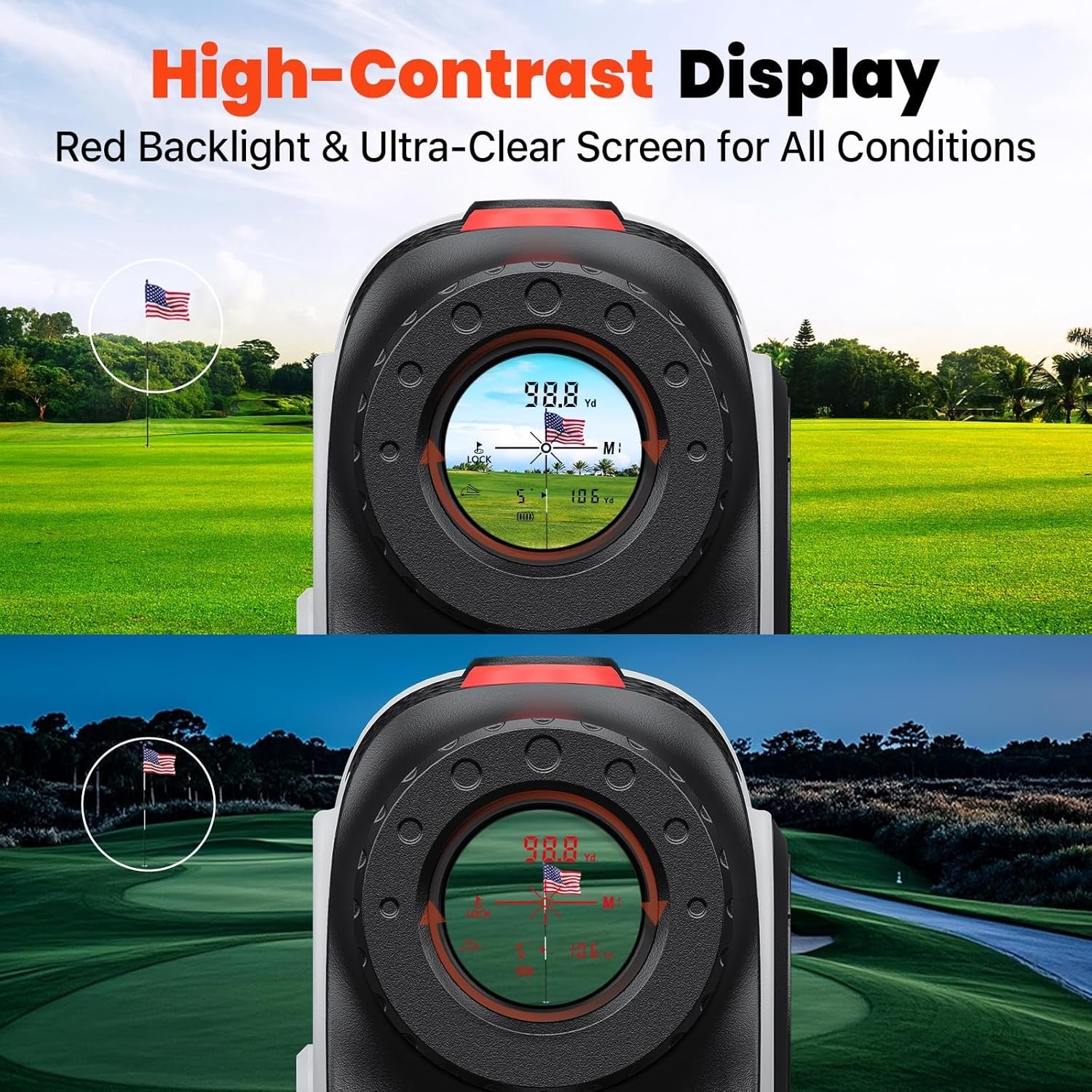 Golf Rangefinder with Slope 1500 Yards 7X Flag Lock Vibration Magnet
