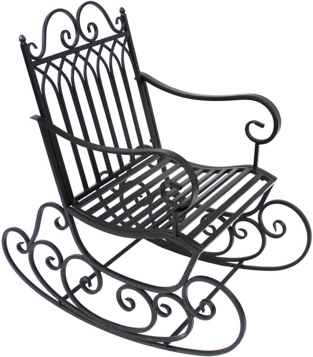Outdoor Metal Rocking Chair with Victorian Style & Weatherproof Finish