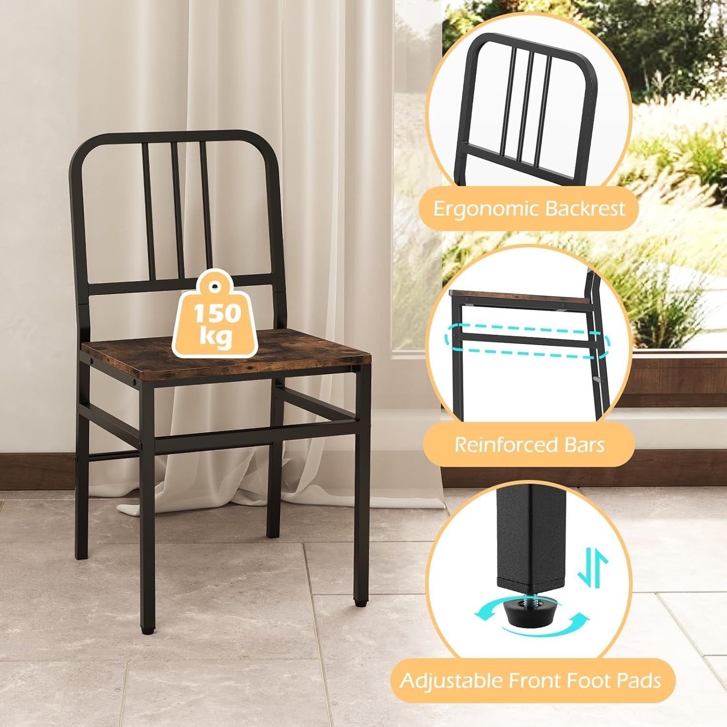 Rectangular 3-Piece Kitchen Dining Set with Storage Rack & Metal Frame Chairs