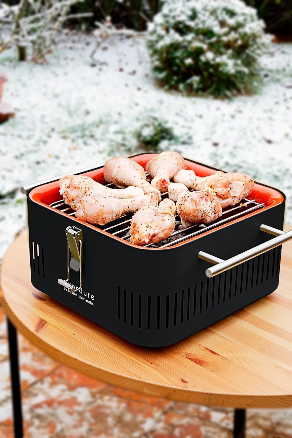 Portable Charcoal Cube BBQ Grill with Prep Board | Compact Tabletop Outdoor