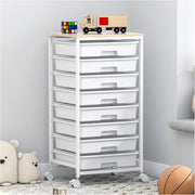 8 Drawer Mobile Storage Cart Rolling Utility Organizer White Trolley