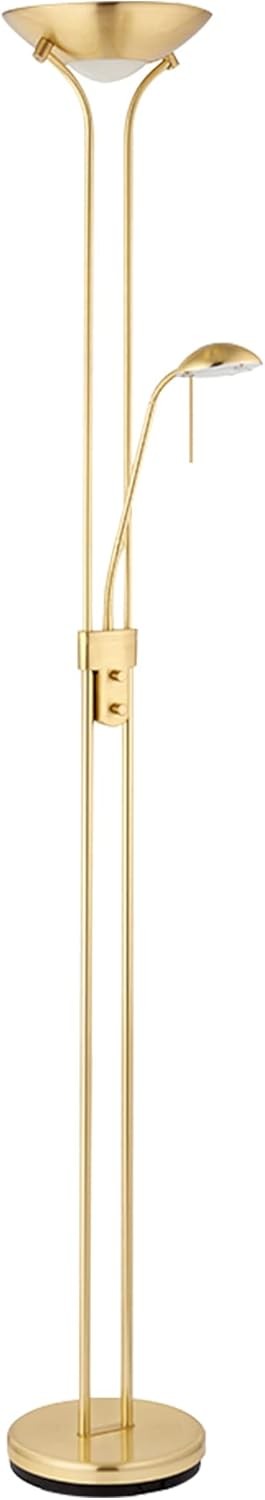 Mother Child Floor Lamp Uplighter Reading Light Satin Brass Dimmable