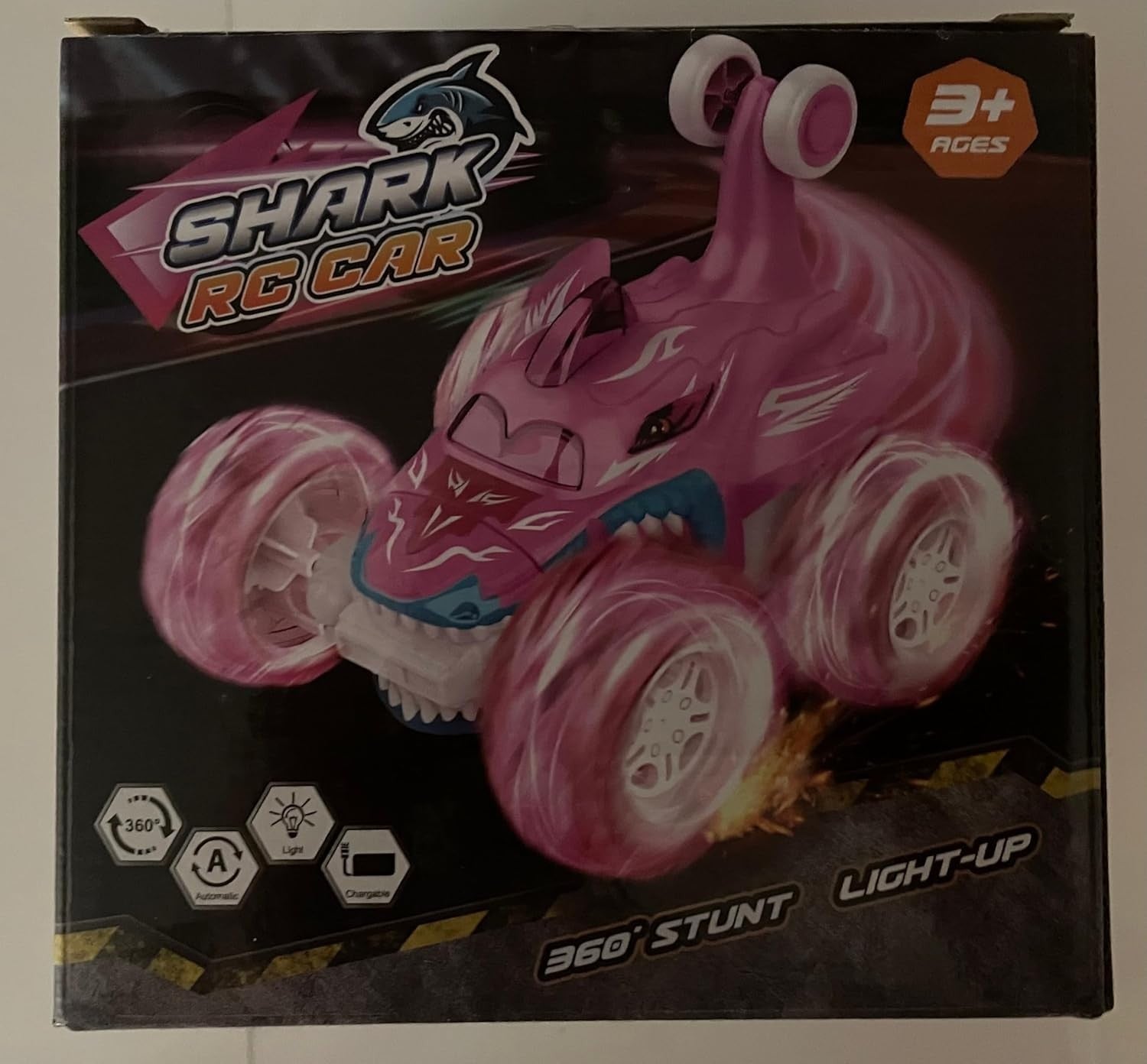 Girls RC Car 360° Flip LED Shark Toy Monster Truck Gift 5 6 7 8 Year Old Kids