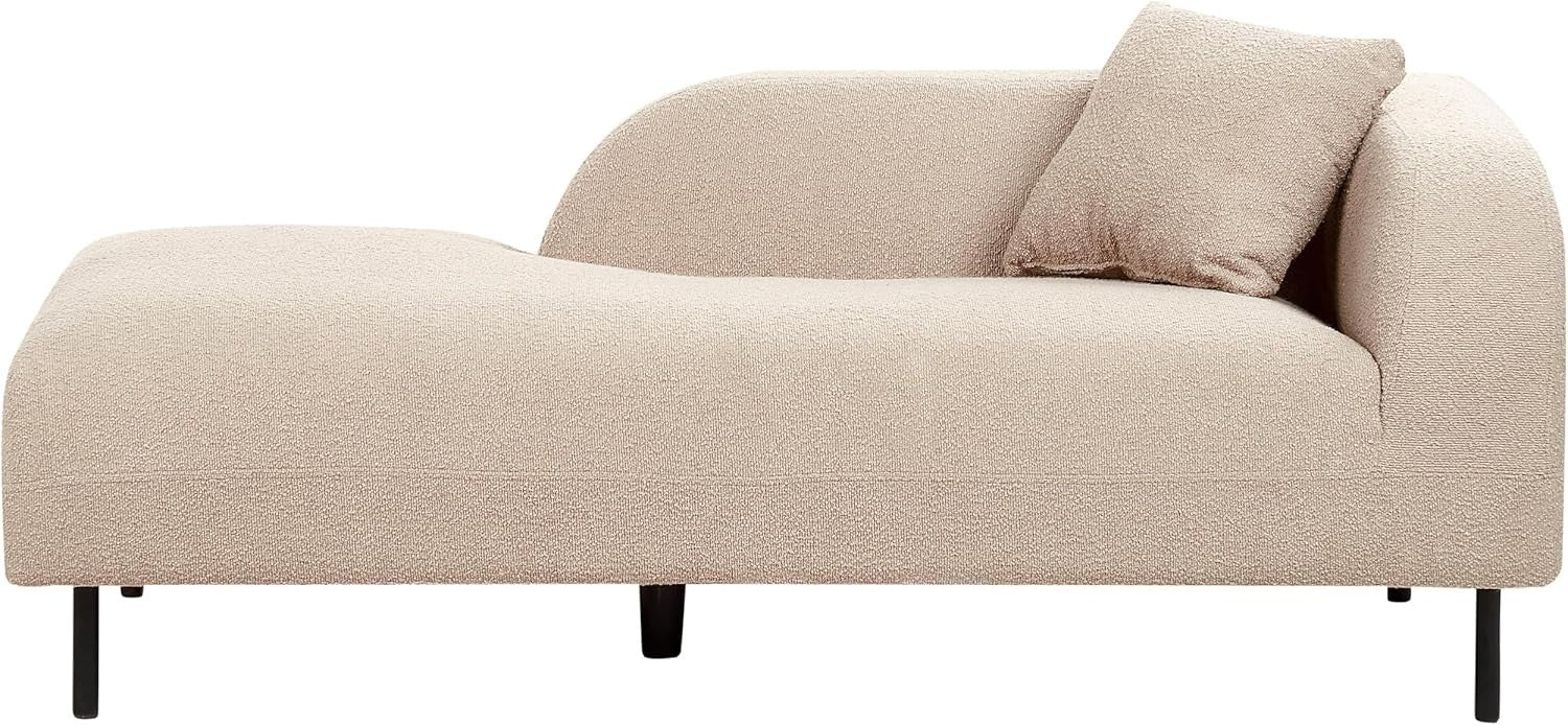Right Hand Taupe Boucle Chaise Lounge Retro Curvy Design with Cushion