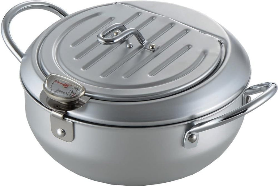 Japanese Tempura Deep Fryer Pot 2.2L With Lid Thermometer Iron