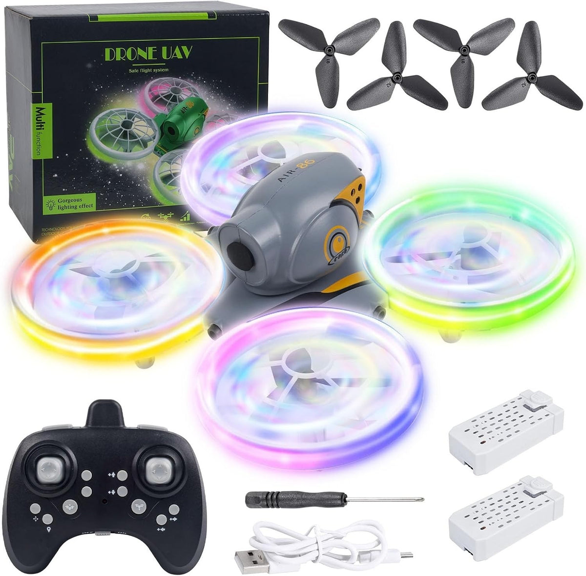 Mini Drone for Kids 6-12, LED Lights, 360° Flip, Altitude Hold, Headless