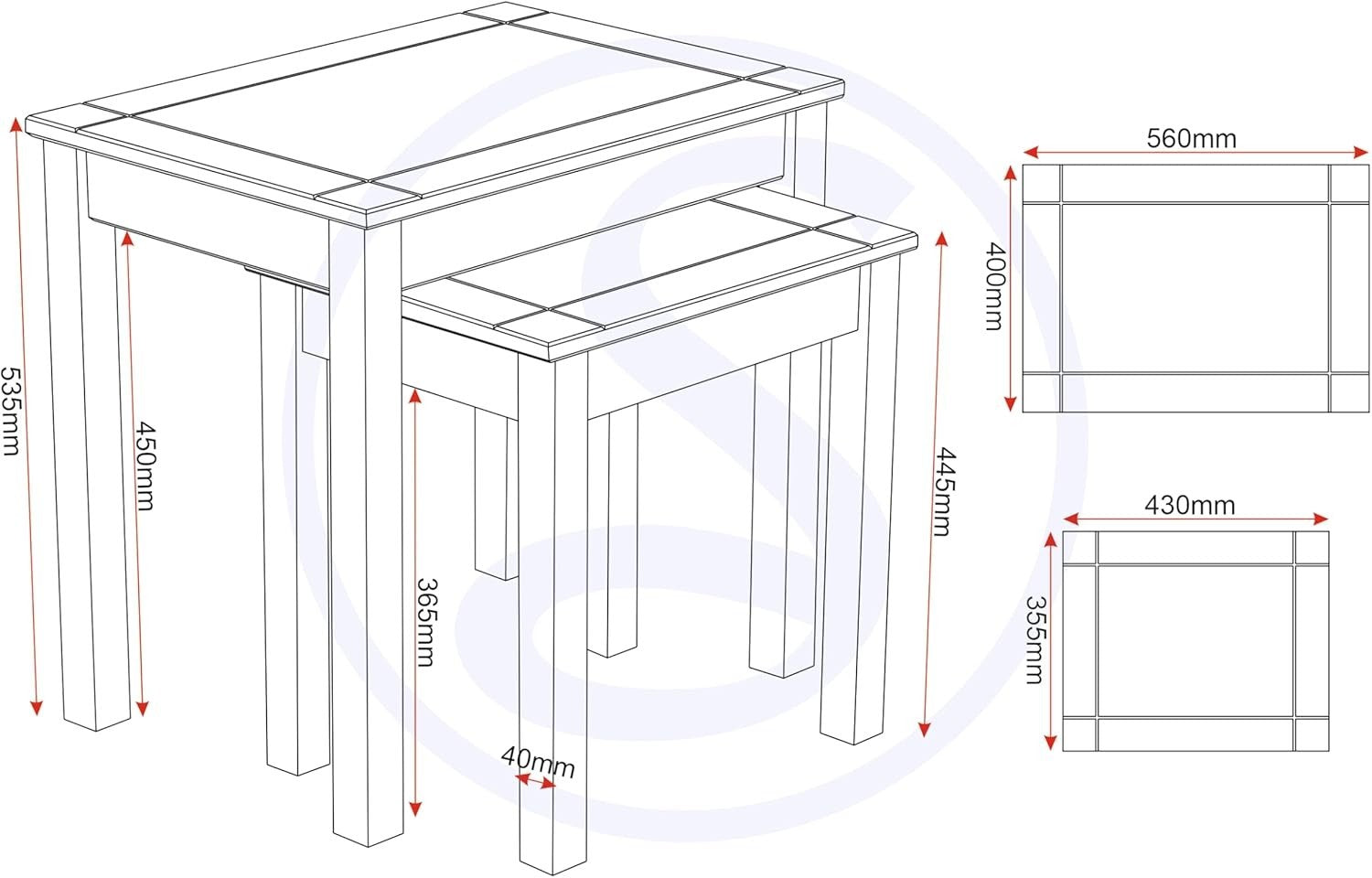 Nest of 2 End Tables Modern White/Natural Wood Pine Side Tables Coffee Table