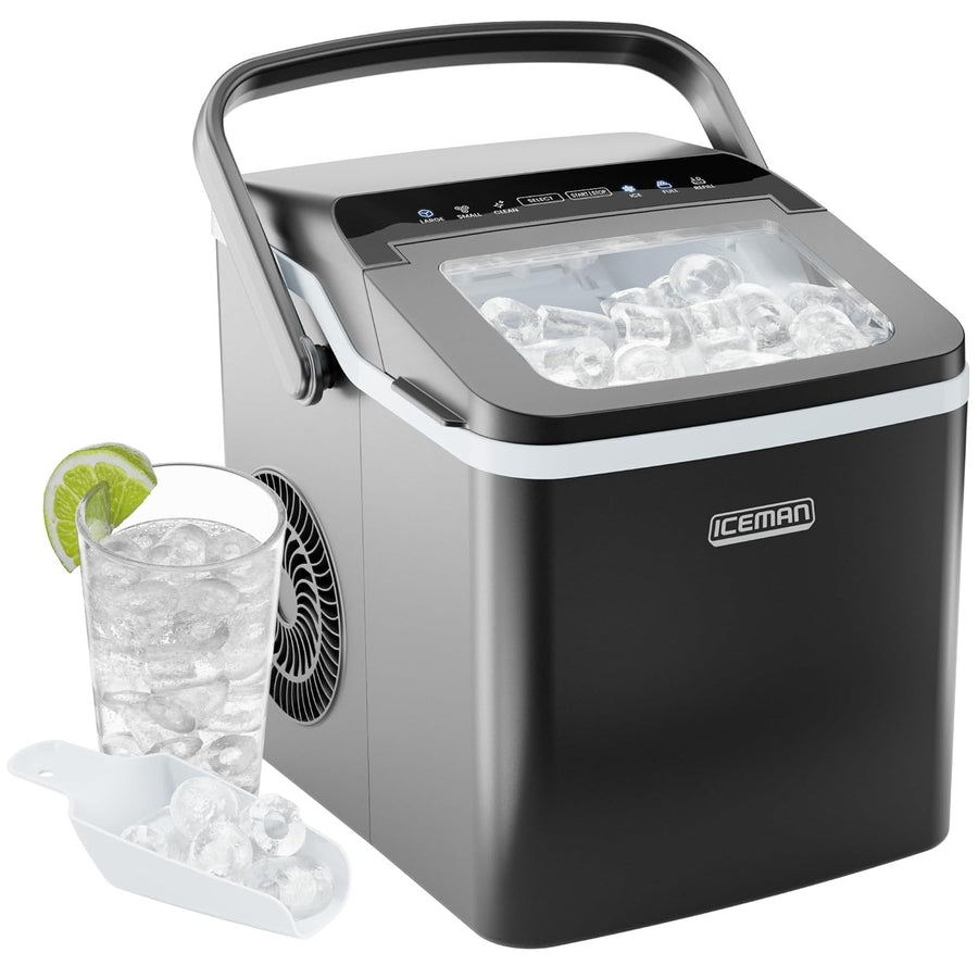 Fast Portable Ice Maker Machine - Dual Size Ice Cubes, Self-Clean, 9 Cubes/7min