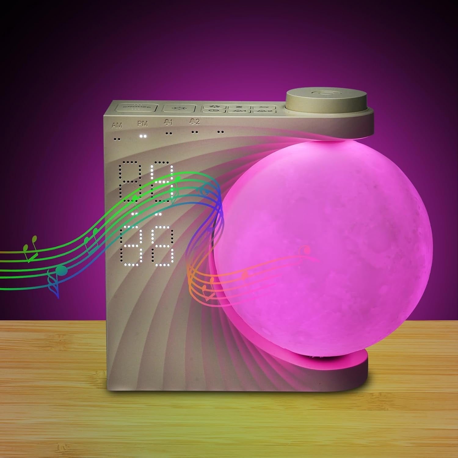 White RGB Moon Lamp Alarm Clock Wake Up Light White Noise Night Light