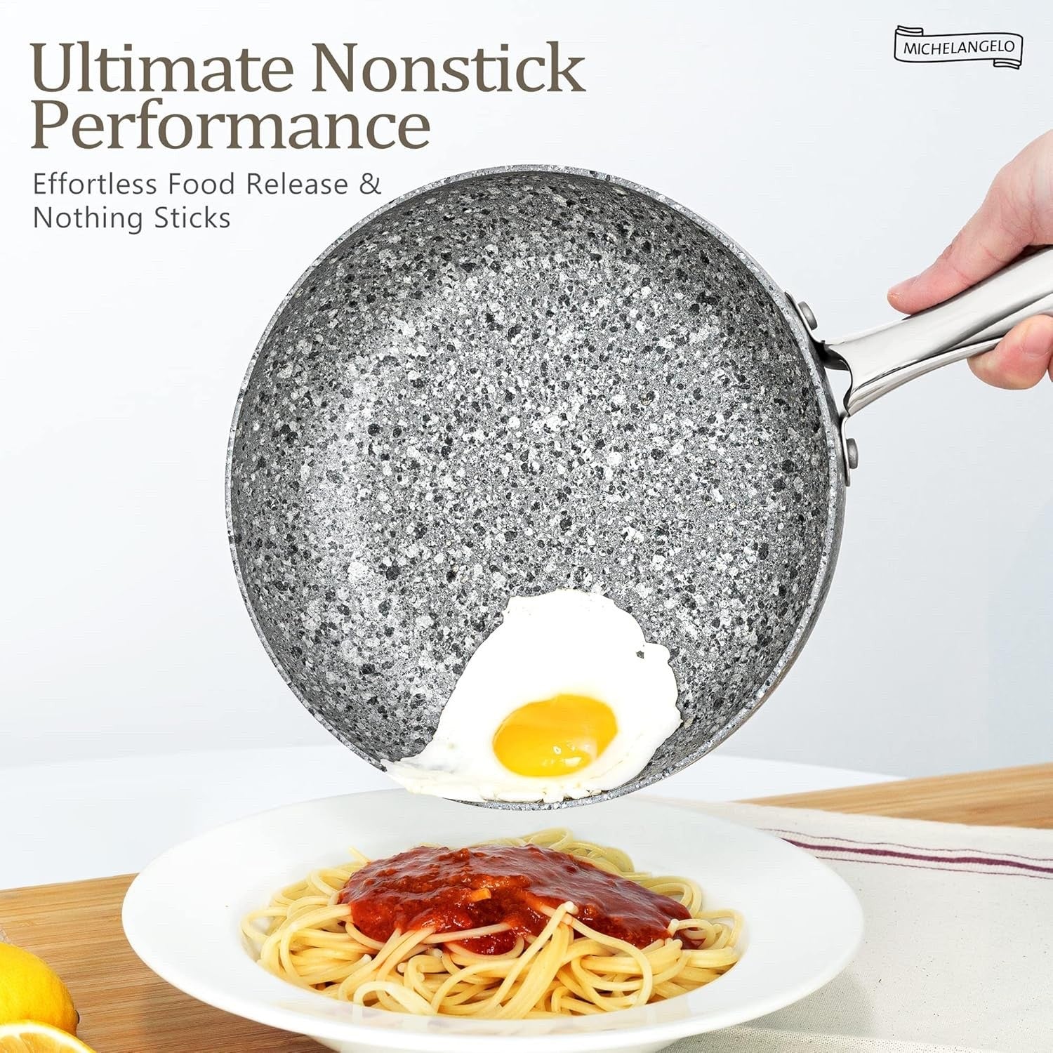 10Pcs Grey Granite Non Stick Cookware Set with Lids Induction Safe Pots & Pans