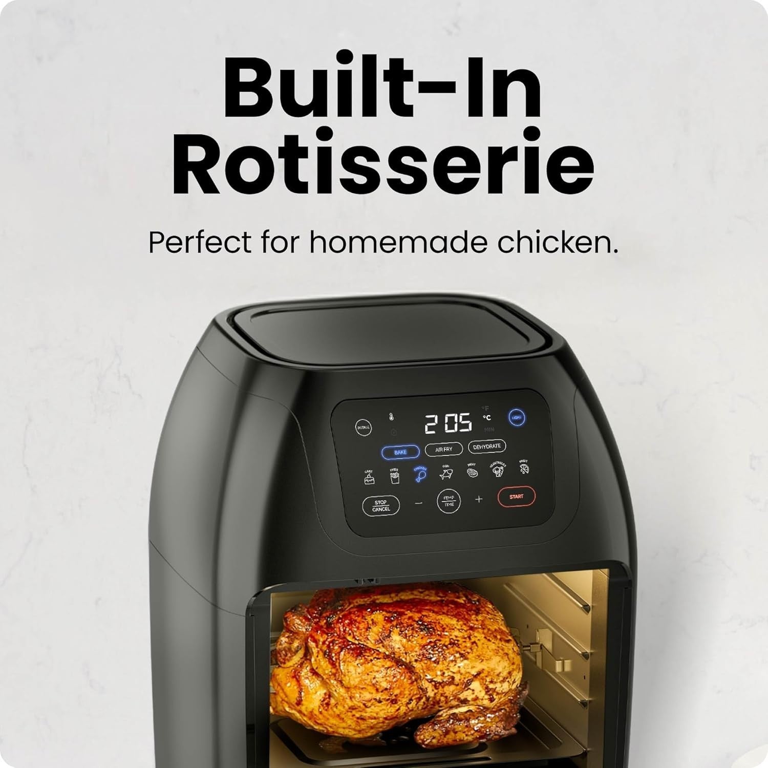 10L Air Fryer Oven w/Rotisserie | 17 Presets | Fast Cooking | Large Family Size