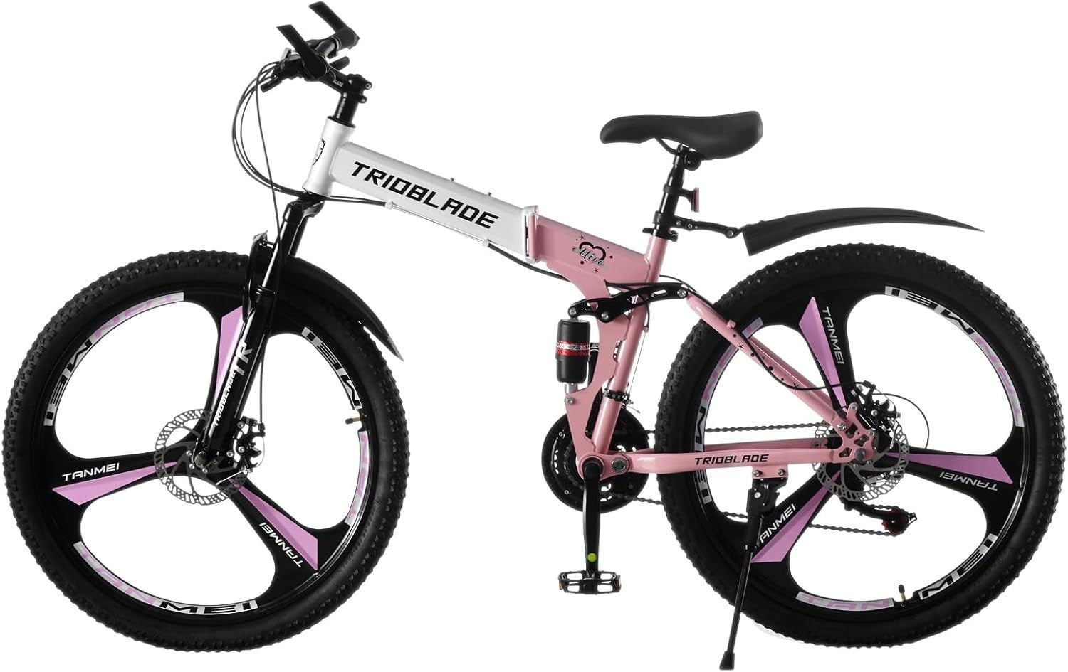 27.5" Folding Mountain Bike 21-Speed Dual Suspension 3-Spoke MTB