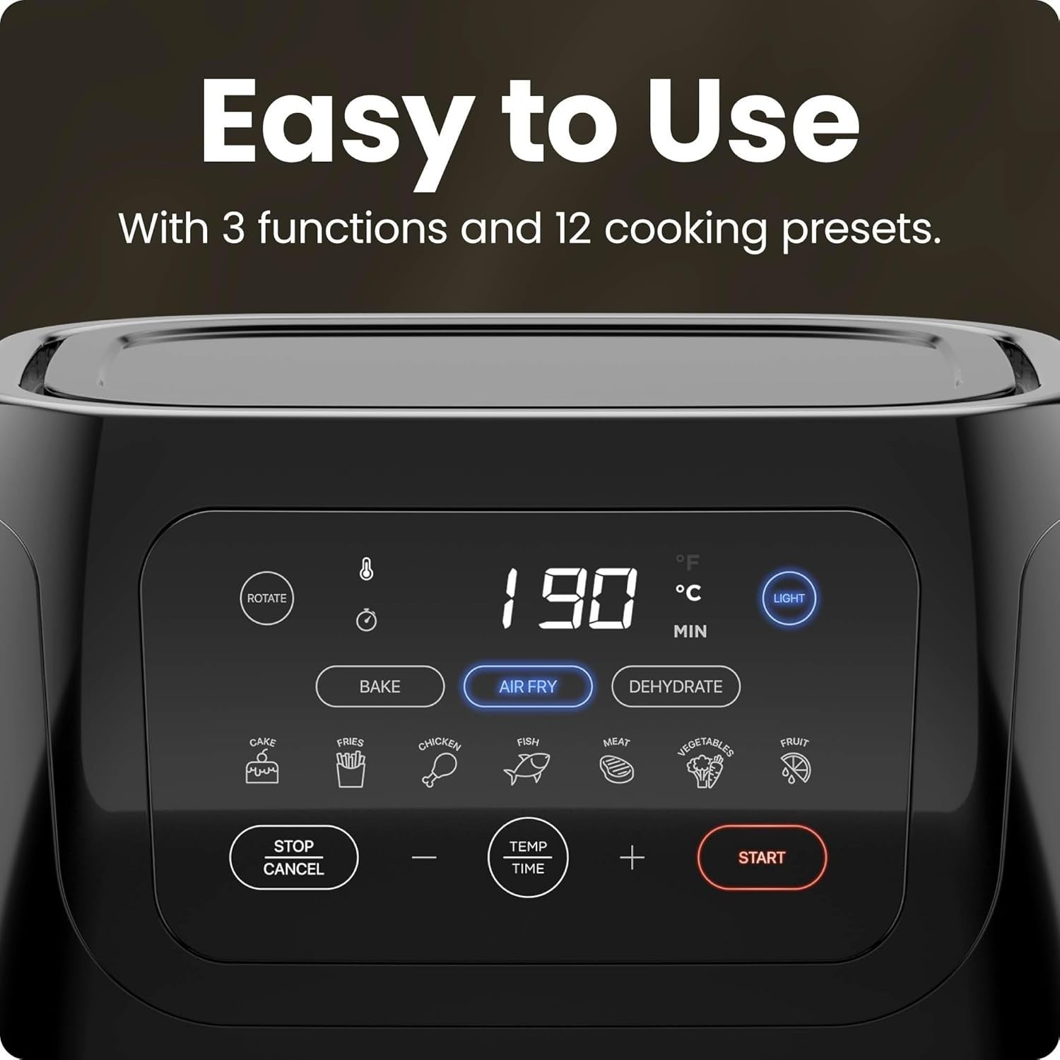 10L Air Fryer Oven w/Rotisserie | 17 Presets | Fast Cooking | Large Family Size