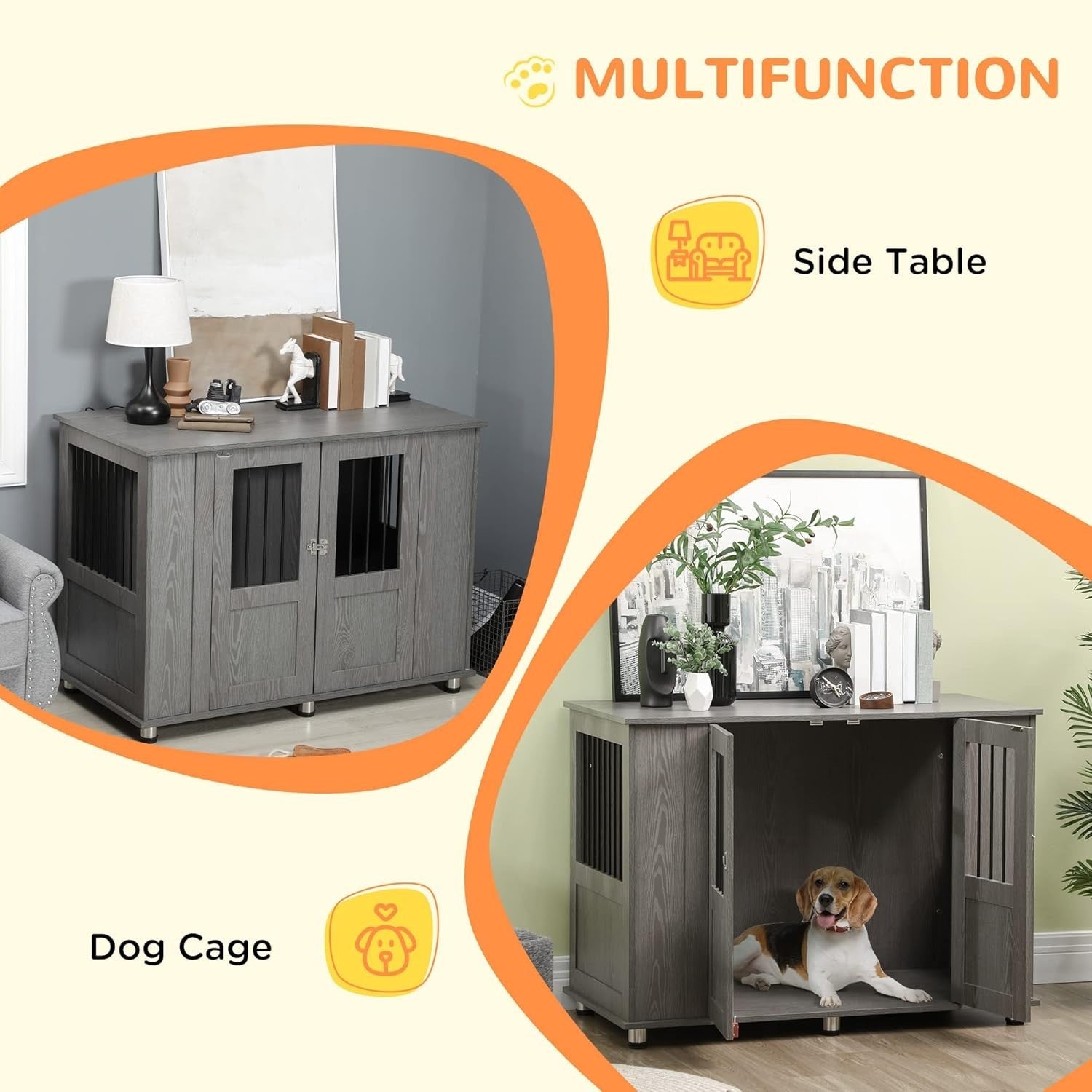 XL Dog Crate Furniture Table 114x60x82cm – Indoor Kennel for Large Breeds