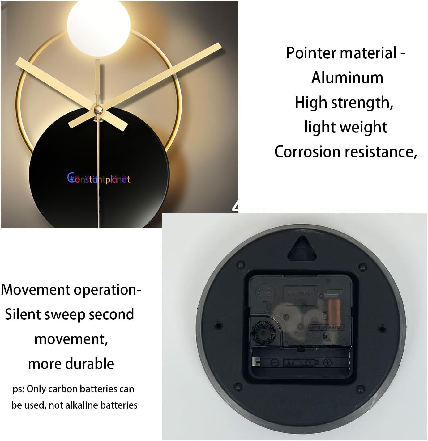 Modern Black Gold 12" Glass Wall Clock Silent Non-Ticking Luxury Home Decor