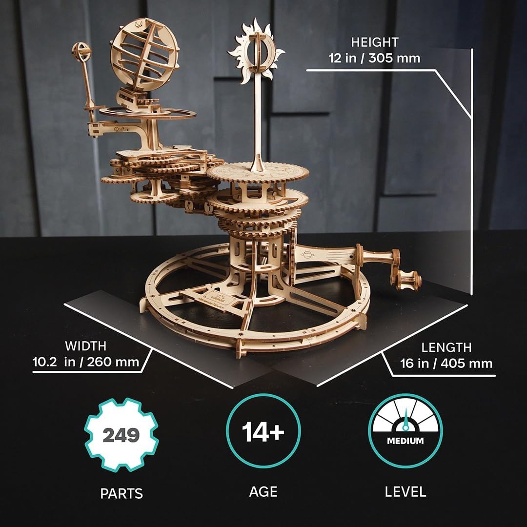 3D Wooden Solar System Puzzle Model Kit – Mechanical Gears, Educational