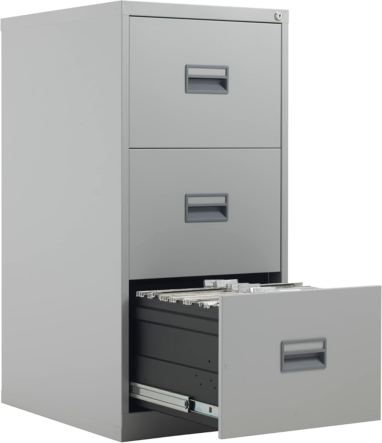 Grey Steel Filing Cabinet 3 Drawer Lockable Heavy Duty 100cm