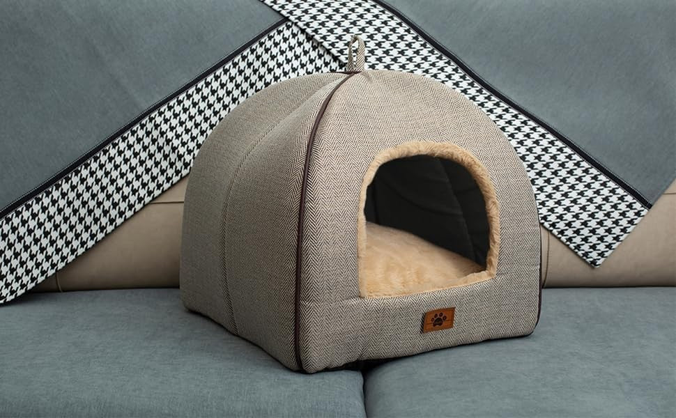 Cat Cave Bed Indoor Cat House Tent Soft Washable Cushion Large