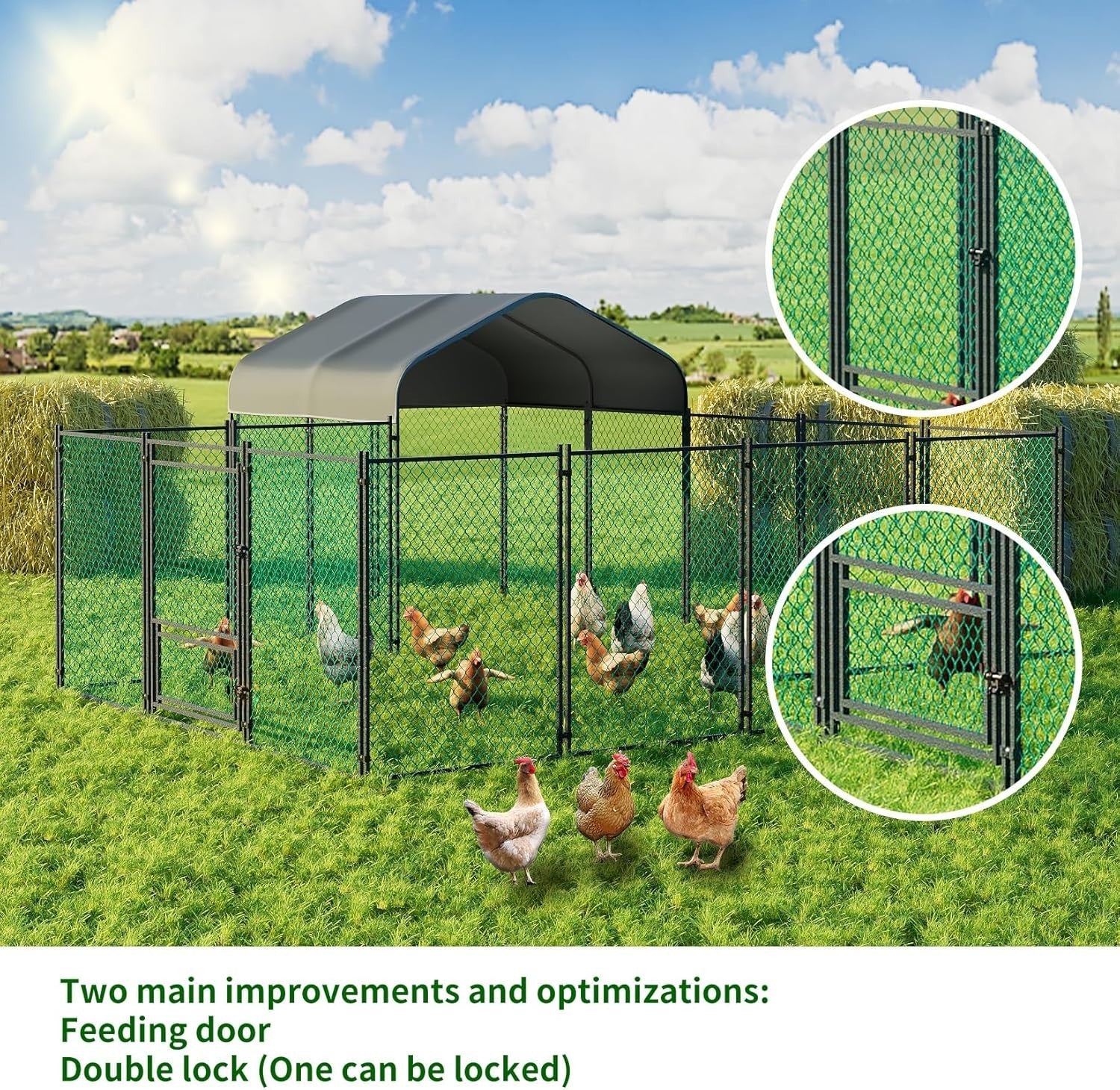 4x3x1.5m Walk In Chicken Run Metal Coop Waterproof Cover