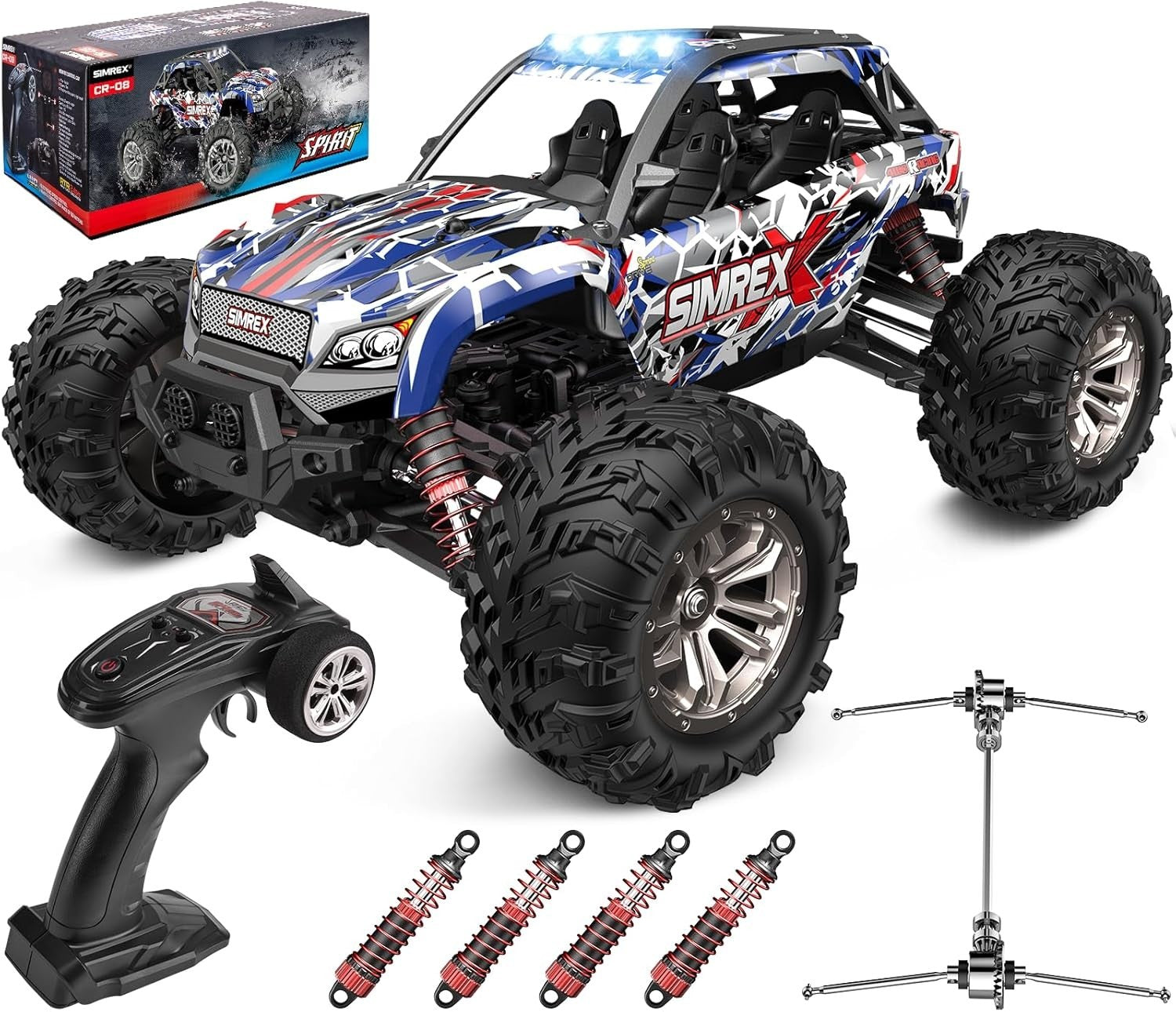 1:16 4WD RC Car 36KPH – High-Speed Off-Road Truck, LED Lights, All-Terrain Toy