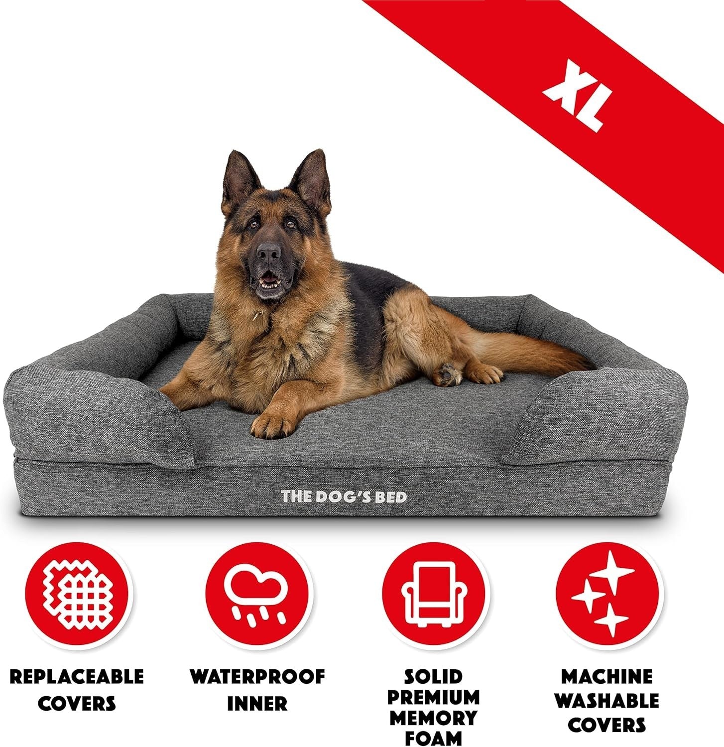 XL Orthopedic Dog Bed Memory Foam Washable 111x86cm Grey