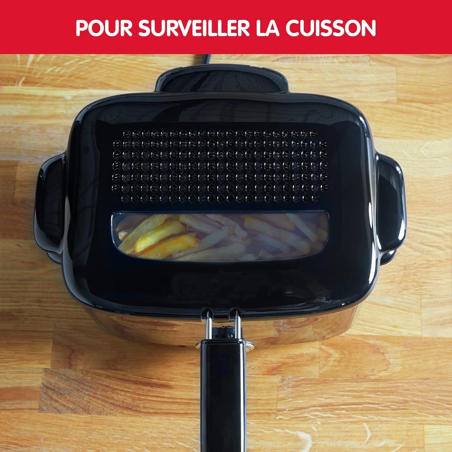 Mini Electric Deep Fryer 1L Compact 1000W Adjustable Temp Viewing Lid