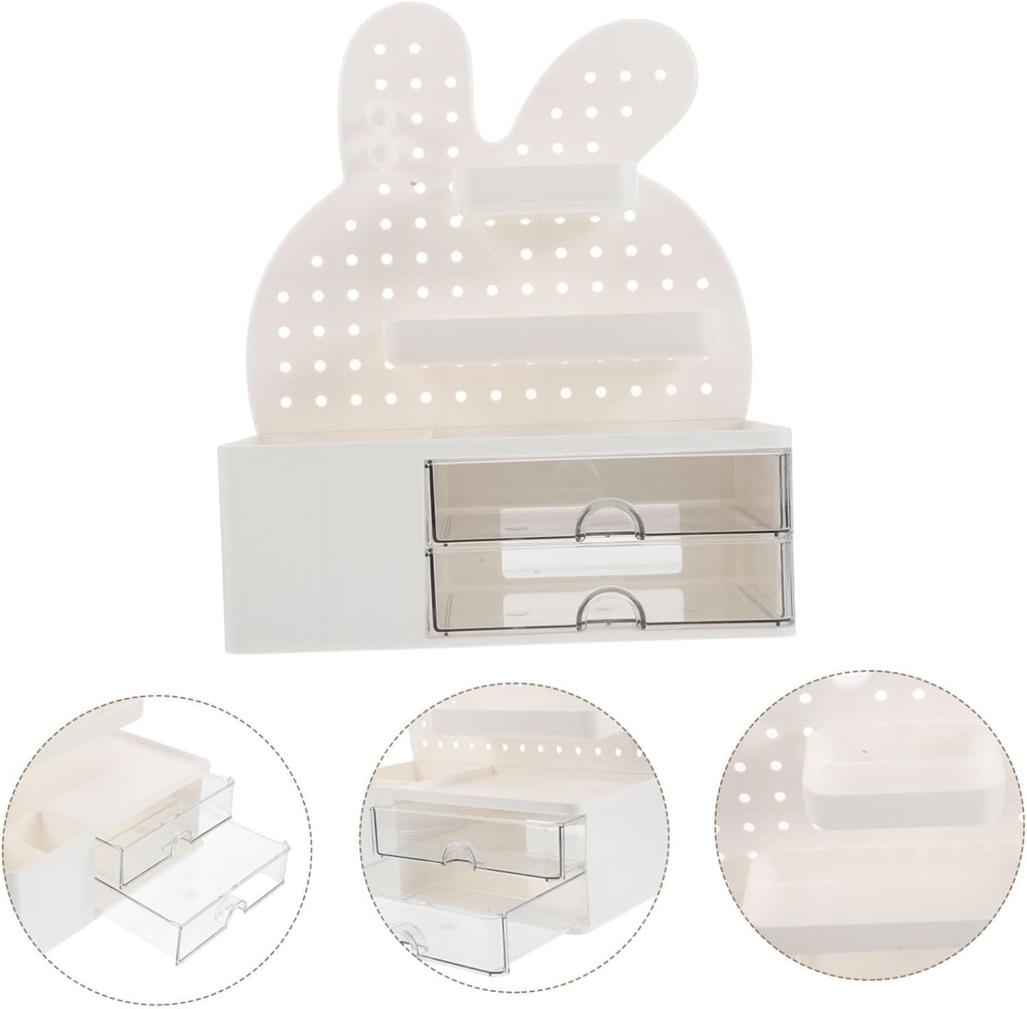 Bunny Desk Organizer Pegboard Storage Box Drawer Plastic Cute