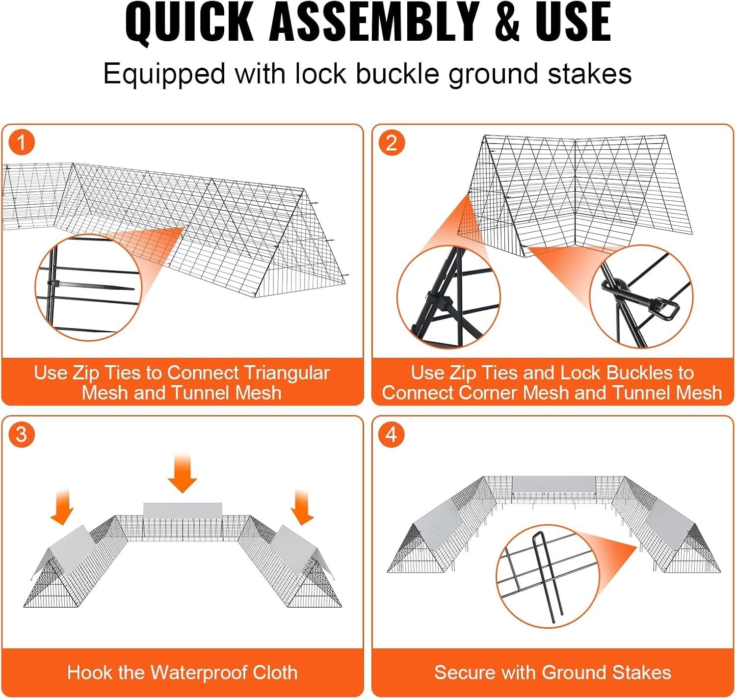 Portable Chicken Tunnel Run 3.25x5.64m Steel Frame w Cover