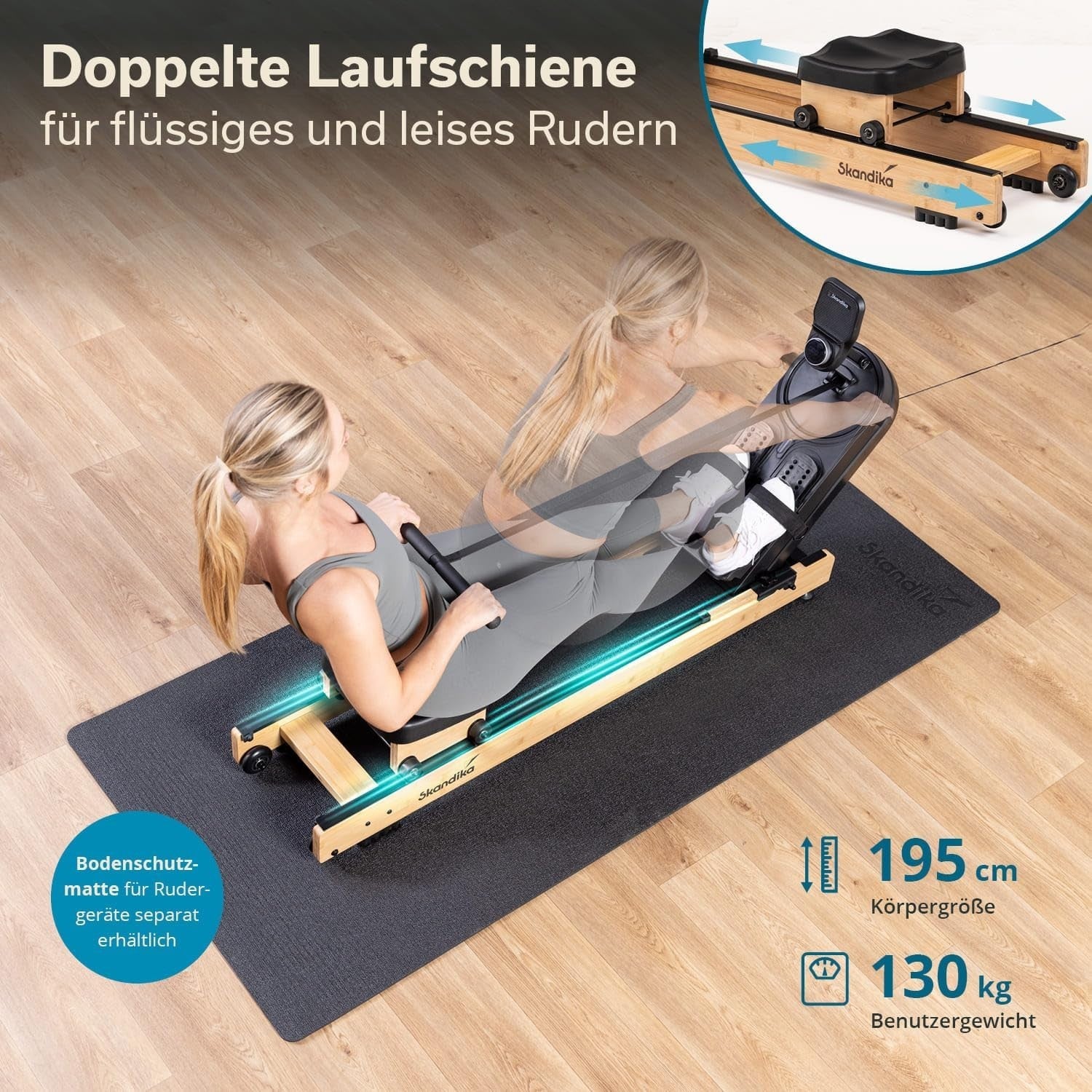 Wooden Magnetic Rowing Machine 32-Level Resistance Foldable LCD App Compatible